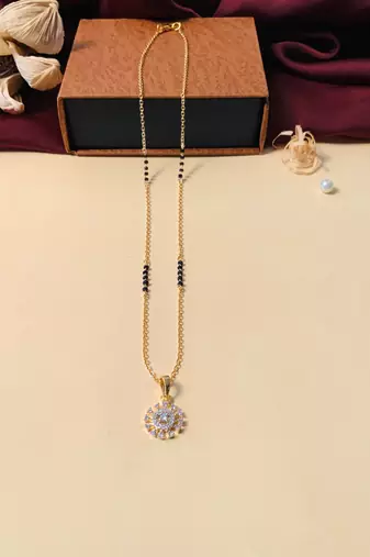 Latest gold plated american diamond mangalsutra