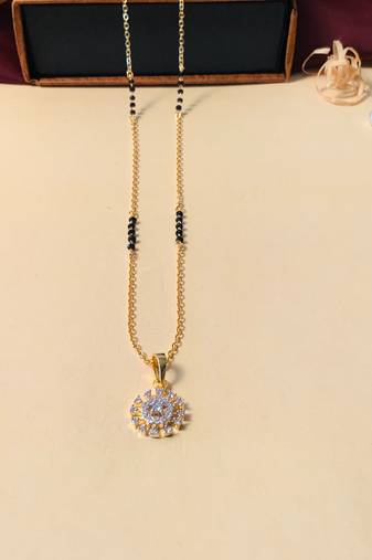 Latest gold plated american diamond mangalsutra