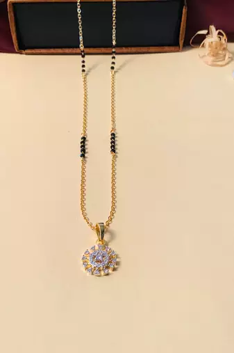 Latest gold plated american diamond mangalsutra