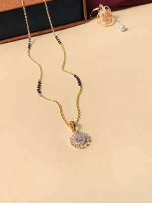Latest gold plated american diamond mangalsutra 4