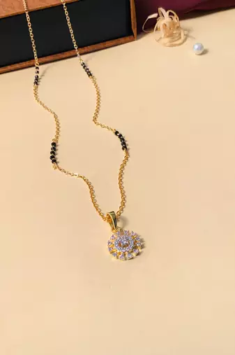 Latest gold plated american diamond mangalsutra