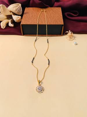Latest gold plated american diamond mangalsutra 5