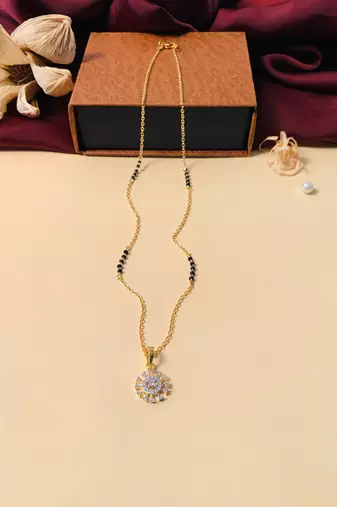 Latest gold plated american diamond mangalsutra