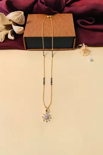 Latest gold plated american diamond mangalsutra