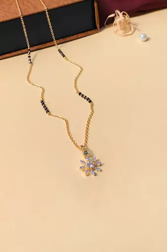 Latest gold plated american diamond mangalsutra