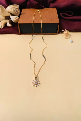 Latest gold plated american diamond mangalsutra