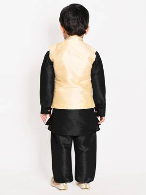 blue silk blend printed  waistcoat Kurta Pyjama 6