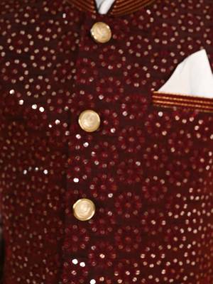 white silk blend printed  waistcoat Kurta Pyjama 5