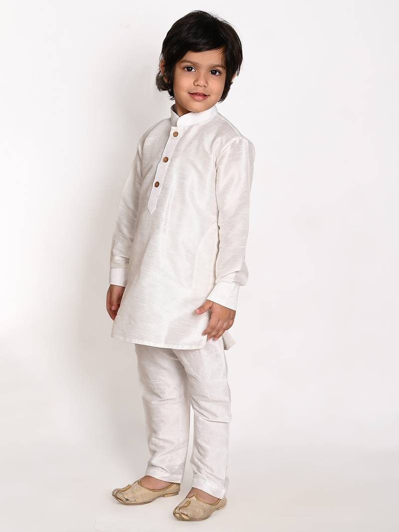 white silk blend printed  waistcoat Kurta Pyjama