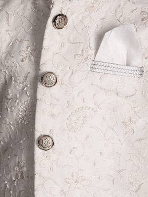 white silk blend printed  waistcoat Kurta Pyjama 3