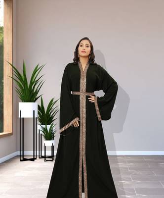 SALE New Abaya Dark Green Wedding Fashion Dubai Kaftans Farasha Abaya Very Long Gown  1