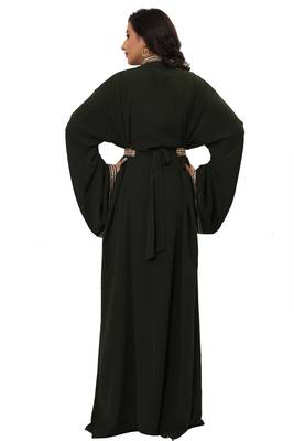 SALE New Abaya Dark Green Wedding Fashion Dubai Kaftans Farasha Abaya Very Long Gown  4