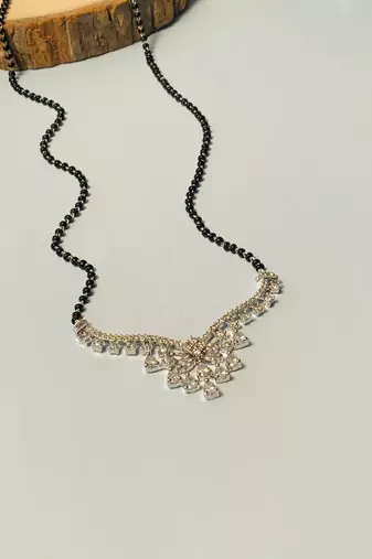 Latest silver plated american diamond mangalsutra