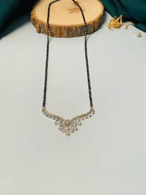 Latest silver plated american diamond mangalsutra 5