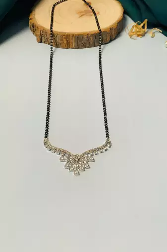 Latest silver plated american diamond mangalsutra
