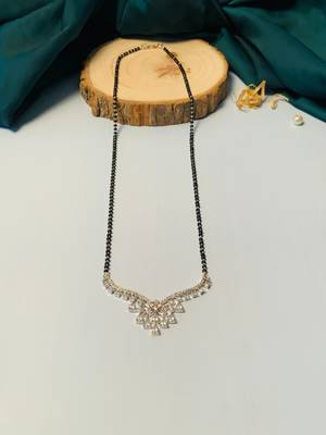 Latest silver plated american diamond mangalsutra 1