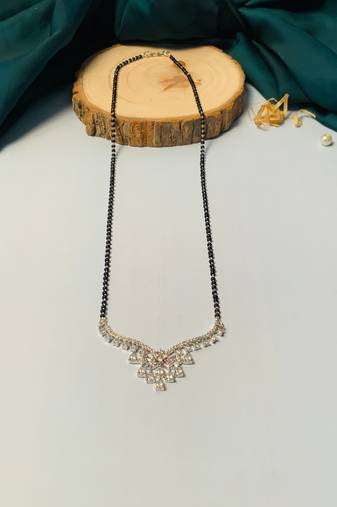 Latest silver plated american diamond mangalsutra
