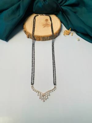 Latest silver plated american diamond mangalsutra 1
