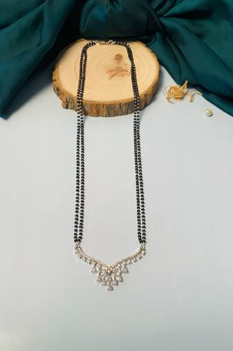 Latest silver plated american diamond mangalsutra