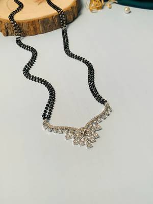 Latest silver plated american diamond mangalsutra 3