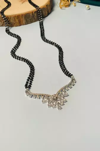 Latest silver plated american diamond mangalsutra