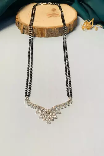 Latest silver plated american diamond mangalsutra