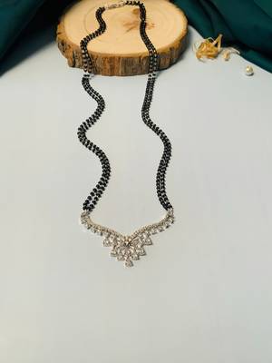 Latest silver plated american diamond mangalsutra 5