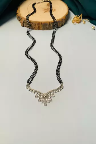 Latest silver plated american diamond mangalsutra