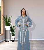 Grey Georgette Zari Work Kaftan