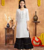 Aarika girls casual wear white colour embellished cotton kurti