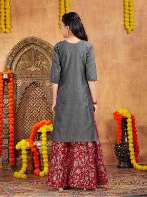 Aarika girls casual wear grey colour tribal print cotton kurti 4