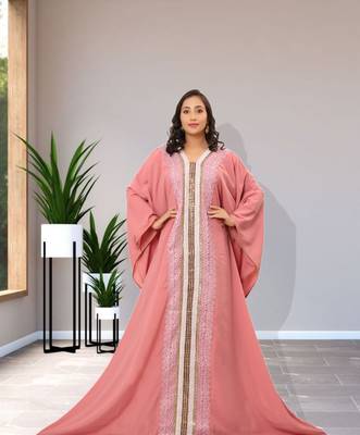  Sale!! Royal Pink Abaya Evening Moroccan Dubai Unique Kaftan Long Gown 1
