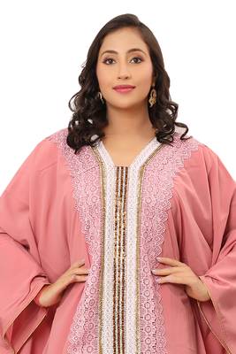  Sale!! Royal Pink Abaya Evening Moroccan Dubai Unique Kaftan Long Gown 2