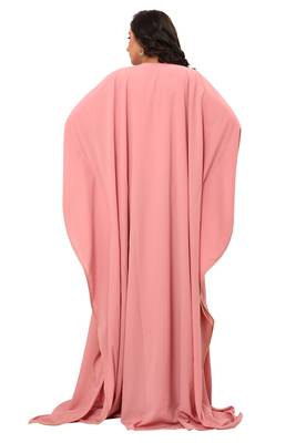  Sale!! Royal Pink Abaya Evening Moroccan Dubai Unique Kaftan Long Gown 5