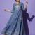 Blue Ethnic  Motif Printed With Embroidery Work Cotton Anarkali Kurta