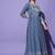 Blue Ethnic  Motif Printed With Embroidery Work Cotton Anarkali Kurta