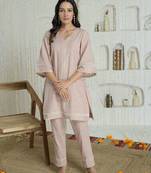 Pink schiffli cotton co-ord