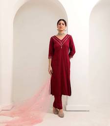 Wine cotton-silk suit set