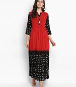 Red Ethnic Motif Printed Work Rayon Kurta