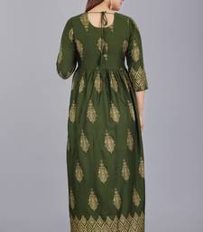 Green Ethnic Motif Printed Work Anarkali Kurta