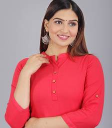 Red Solid Rayon Straight Kurta
