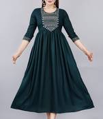 Green Embroidery Work Rayon Anarkali Kurta