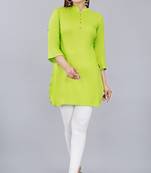 Neon Green Solid Rayon Kurta