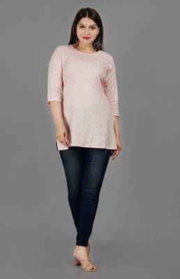 Pink Solid  Rayon Kurta 1