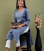 Grey Embroidered Work Rayon Straight Kurta With Pant Set