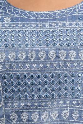 Grey Embroidered Work Rayon Straight Kurta With Pant Set 3