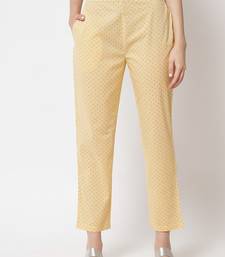 Yellow Flower Printed With Mirror Work Cotton Straight Kurta Pant With Dupatta Set