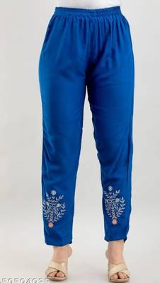 Blue Floral Embroidered Work Rayon Straight Kurta Pant With Dupatta Set 4