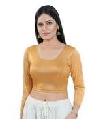 Gold Long Sleeves Solid Stretchable Saree Blouse