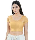 Gold Short Sleeves Solid Stretchable Saree Blouse